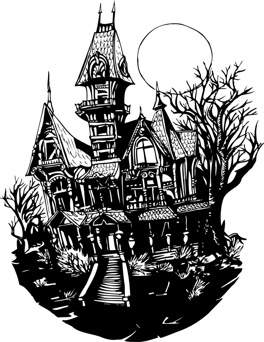 Haunted house coloring page free clipart images.