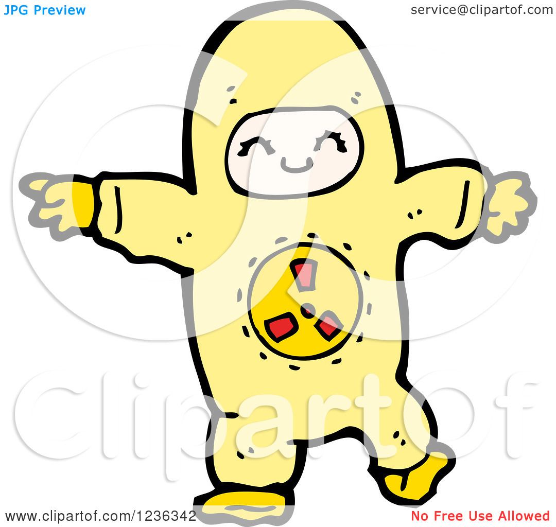 Clipart of a Happy Person in a Hazmat Suit.