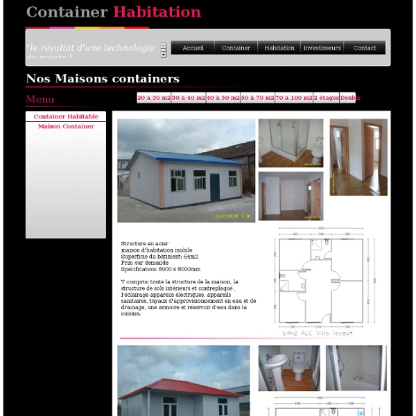 50 à 70 m2 container habitable.