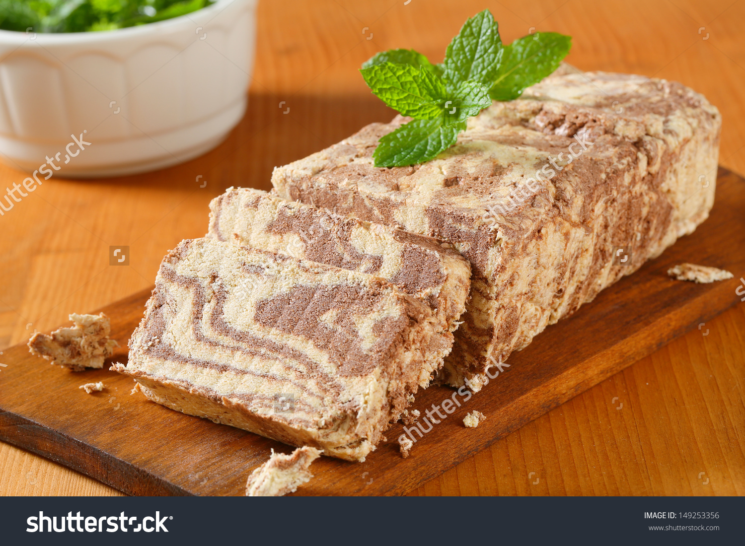 Slice Chocolate Greek Halva On Cutting Stock Photo 149253356.