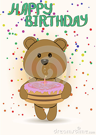 Funny Teddy Bear,happy Birthday Card Stock Photos.