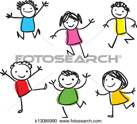 Clipart of Happy kids jumping k13085990.