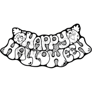 black and white happy Halloween sign clipart. Royalty.