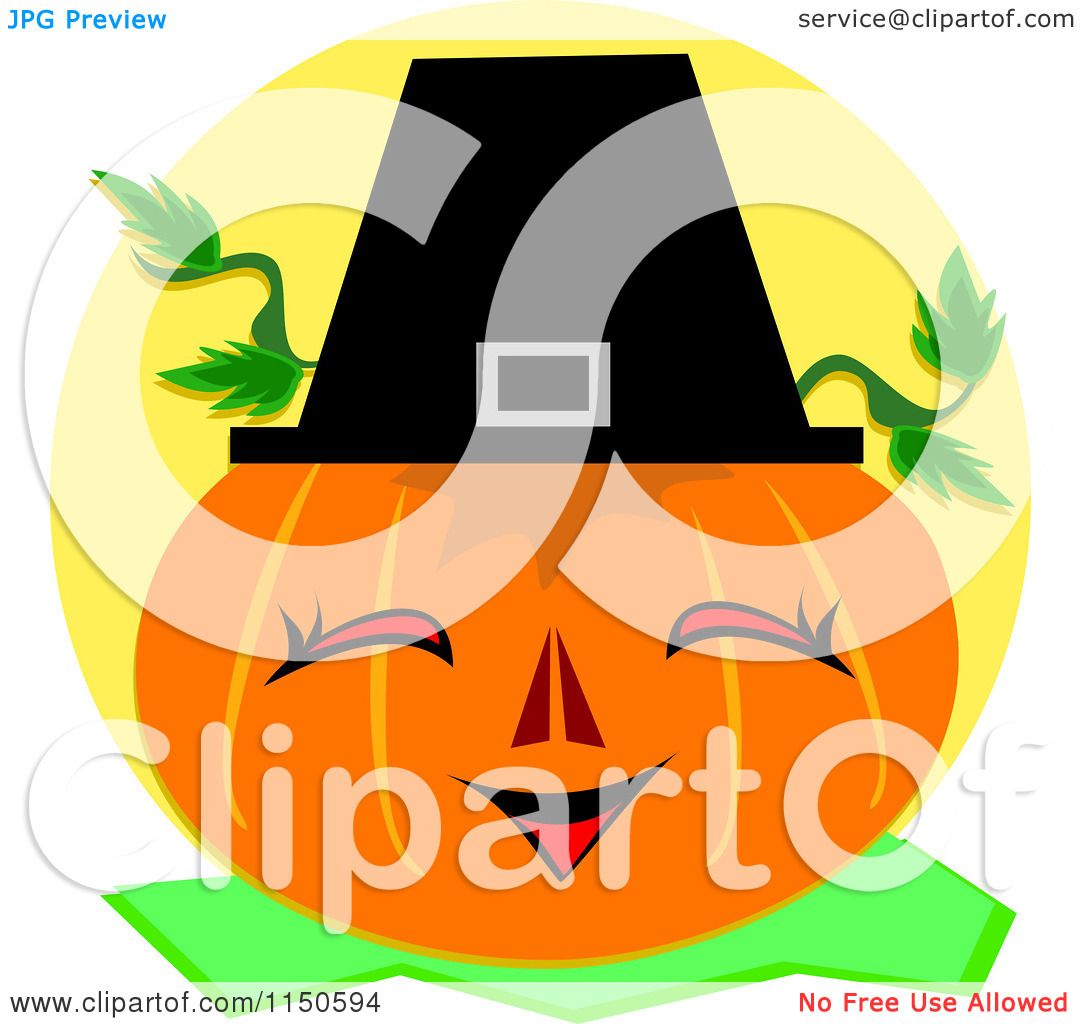 Cartoon of a Happy Pumpkin Wearing a Pilgrim Hat.