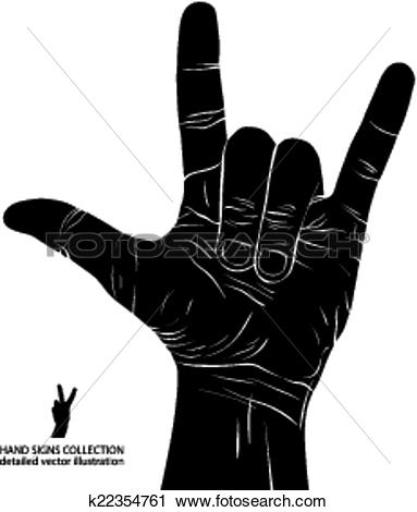 Clipart of Rock on hand sign, rock n roll, hard rock, heavy metal.