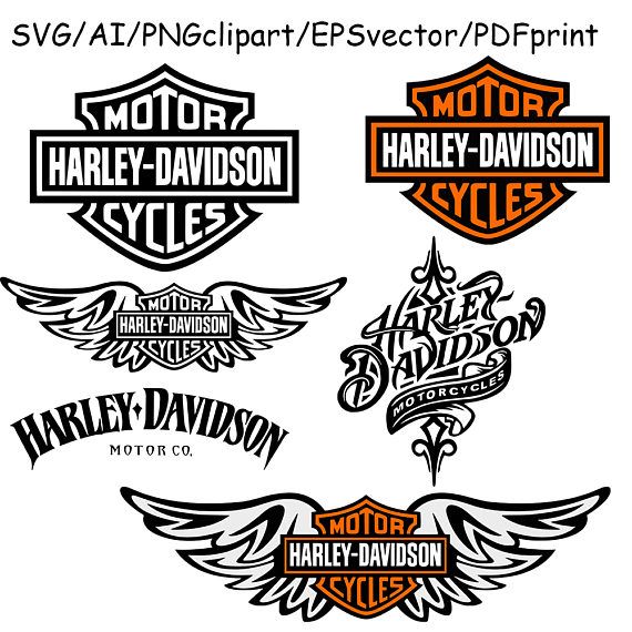 Harley Davidson Logo SVG Clipart Vector Cut File.