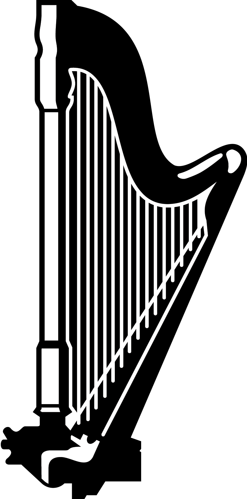 Harp clipart black and white, Harp black and white.