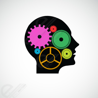 Free Human head and gears, Clipart.