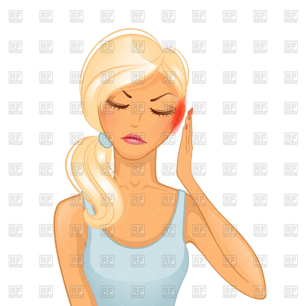 Pretty woman with headache Stock Vector Image.