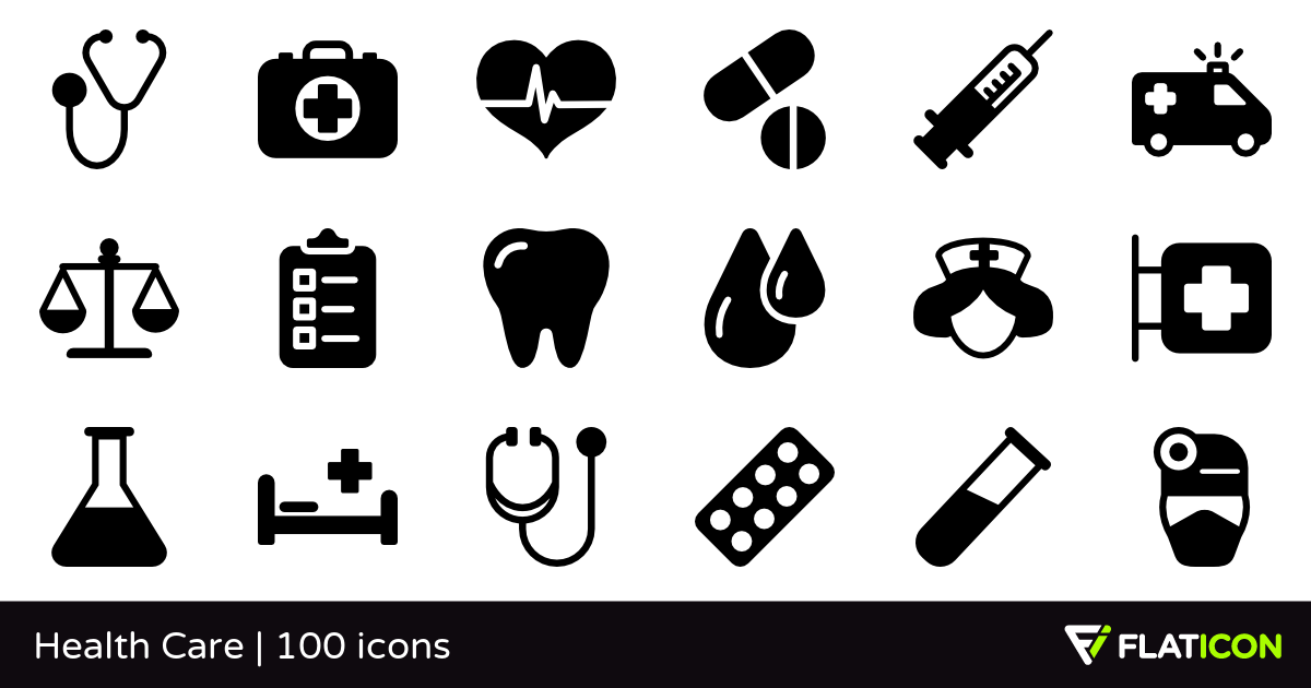 Health Care 100 free icons (SVG, EPS, PSD, PNG files).