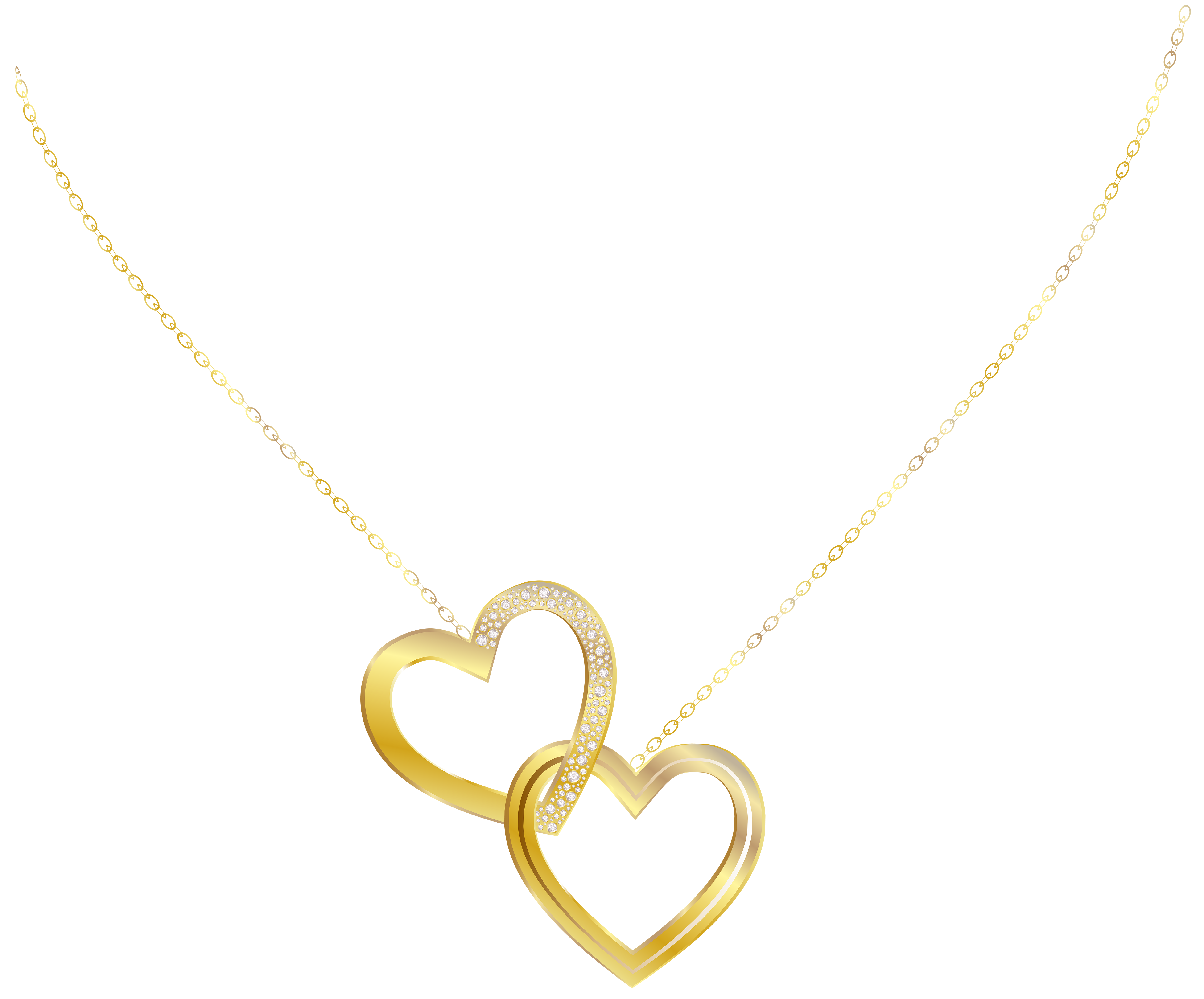 Gold Heart Necklace PNG Clip Art Image.