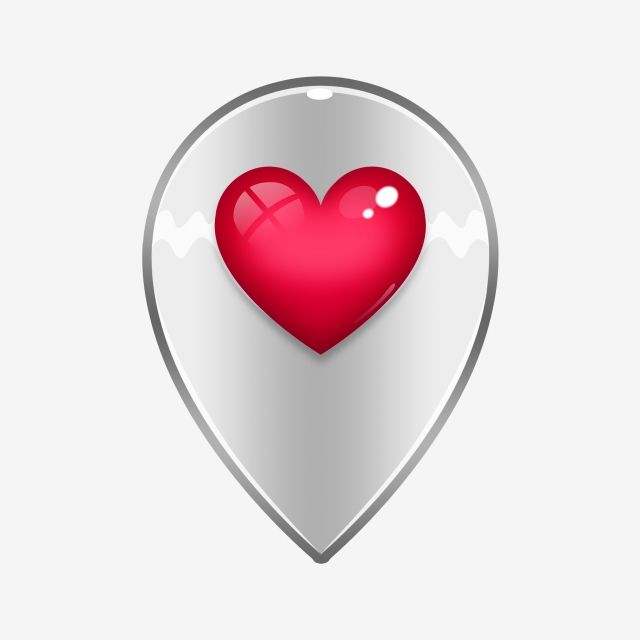 Glossy Heart Location, Location Icon, Valentine, Heart Icon.