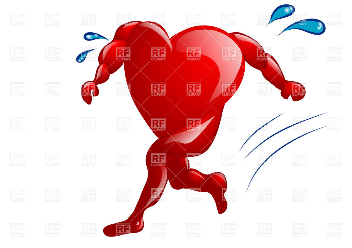 Running heart with legs and hands Stock Vector Image.