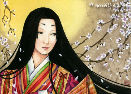 Heian Court Woman Reading Clipart.