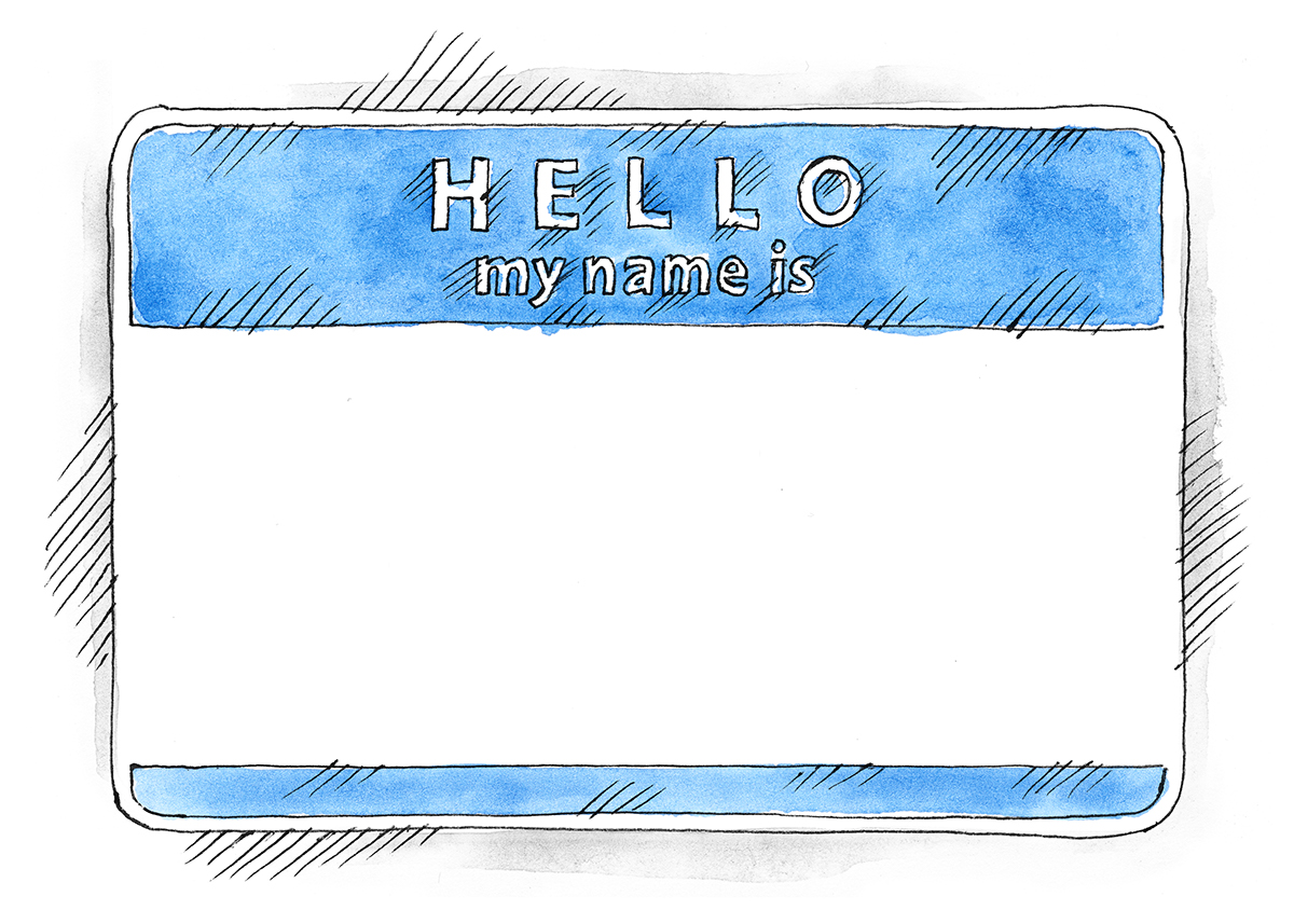 Free EPS+PSD Watercolor Blue Name Tag Hello My Name Is on.