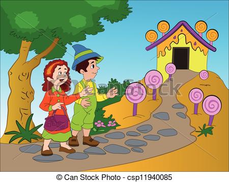 Vector of Hansel and Gretel, illustration.