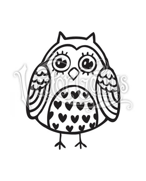 High Resolution Cute Fat Owl Hearts Clip Art Stock Art.