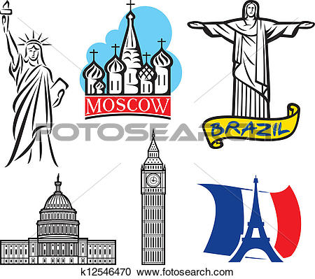 Clipart of international historical monuments k12546470.