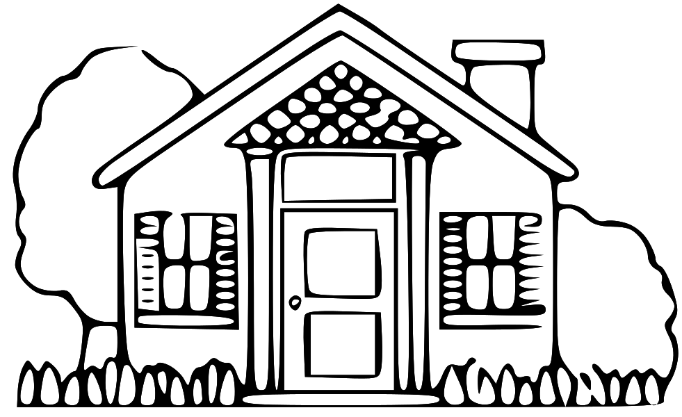 Free clipart printable black and white vintage historical houses.