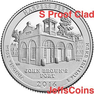 2016 S Harpers Ferry National Historical Park Clad Proof Quarter.