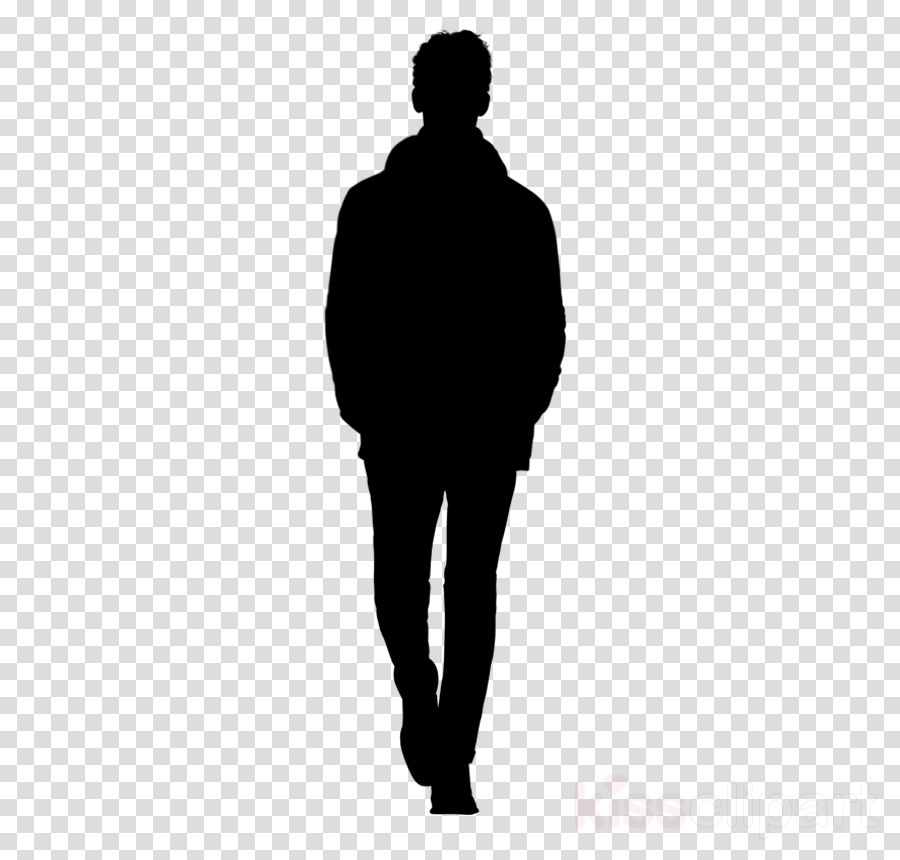 standing black silhouette male human clipart.