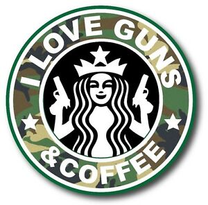 Details about Fits HYDRO FLASK I Love Guns And Coffee Camo Starbucks Funny  Sticker Decal 3.8”.