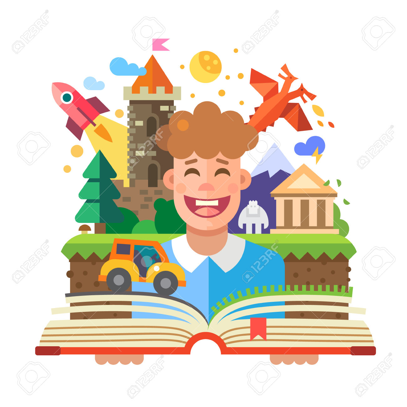 Open Book Imagination Clipart Free.