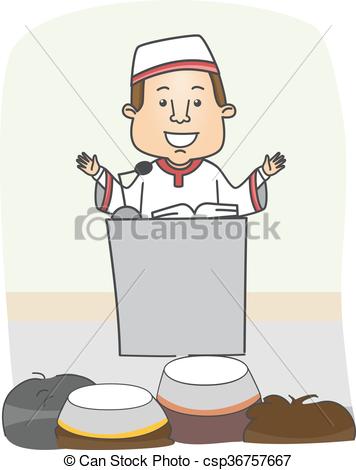 Clip Art Vector of Man Islam Preach.