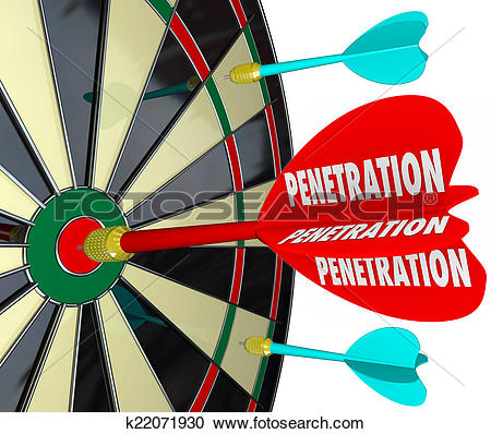 Stock Photography of Penetration Word on 3d Red Dart Board.