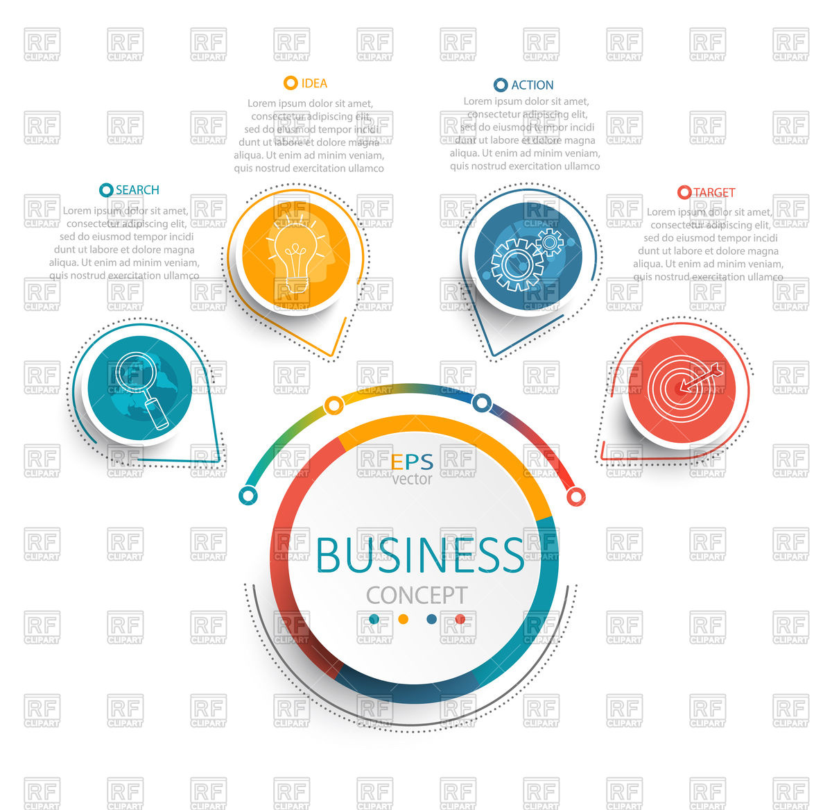 Infographic template with 3D circles color paper Stock Vector Image.