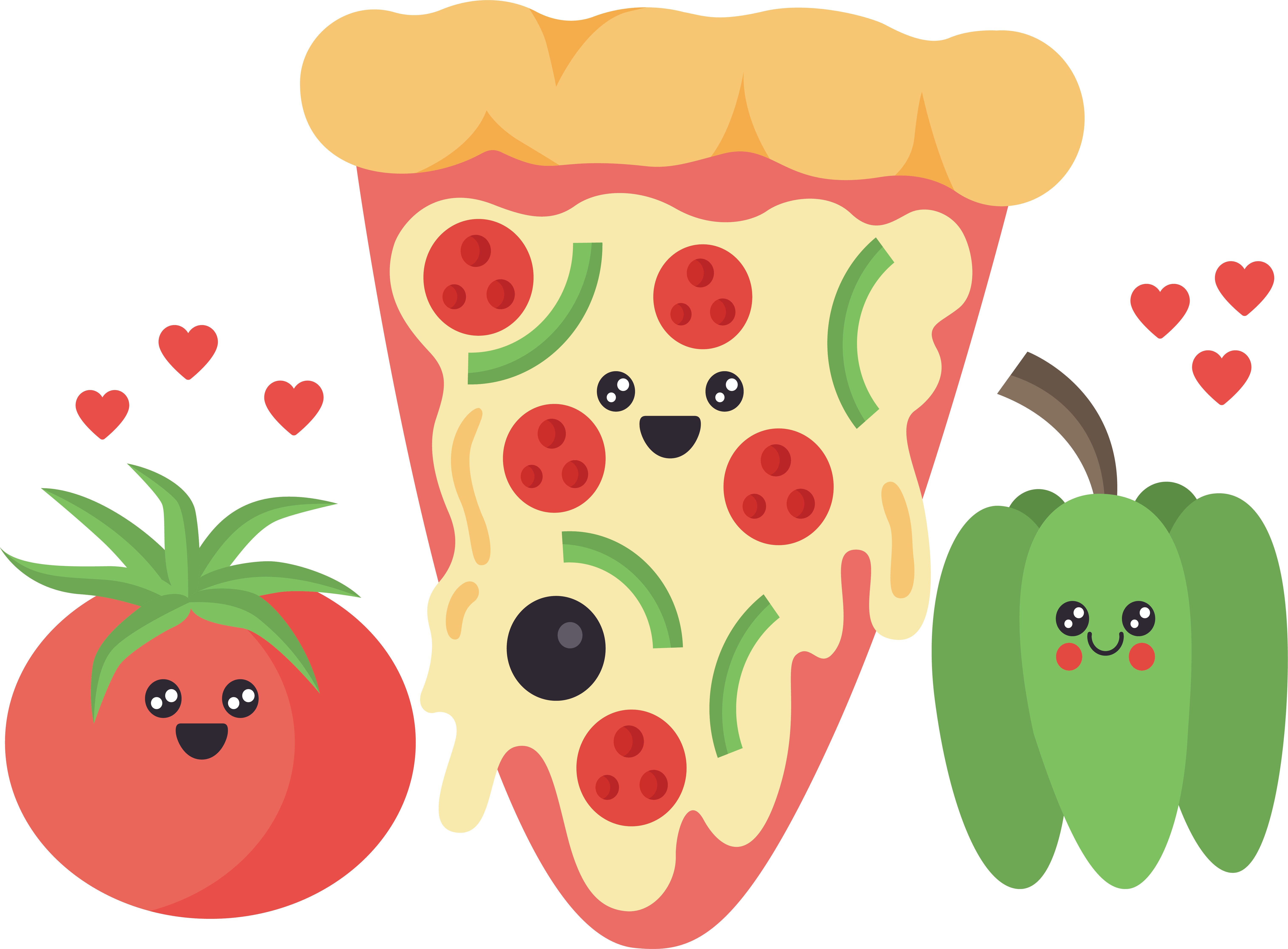 HD Pizza Nice Slice Ingredient Illustration.