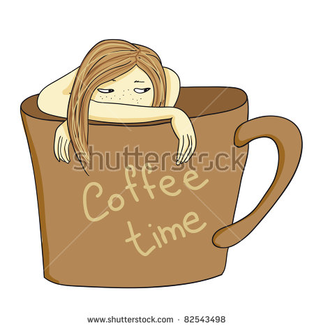 Girl Inside Cup Coffee Card Stock Vector 83244388.