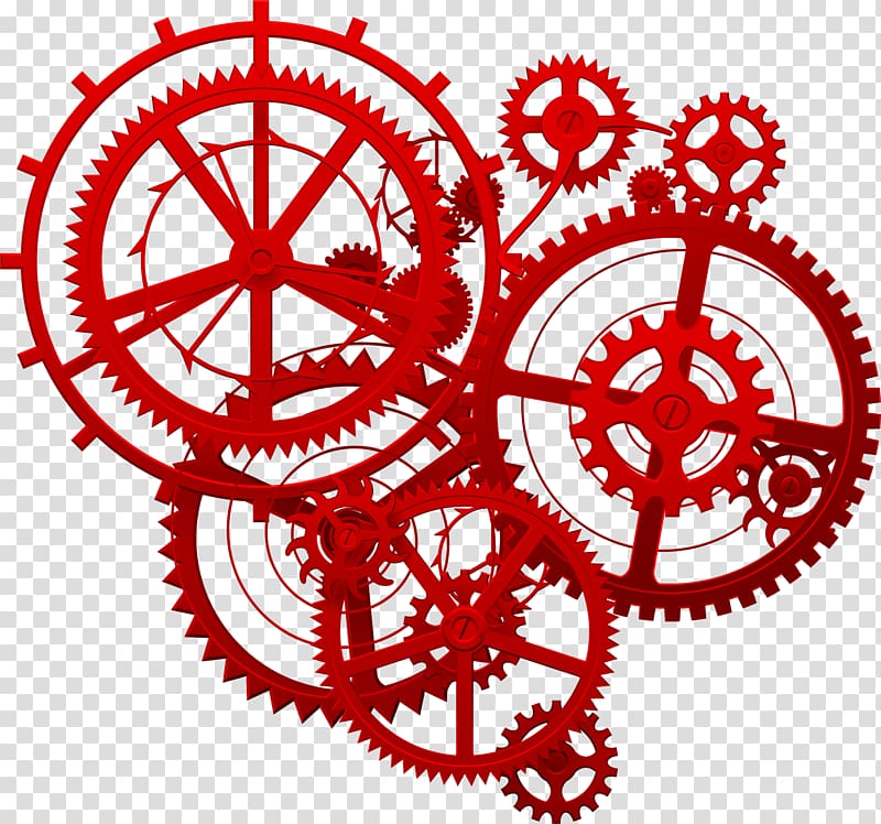 Red gear mechanism illustration, Gear Gold Icon, Red tech.