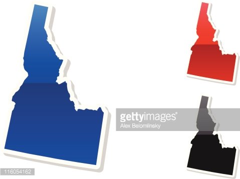 Idaho State in 3 colors Clipart Image.