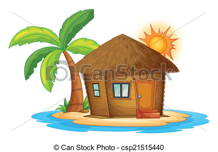 Vector of Hut in Island.