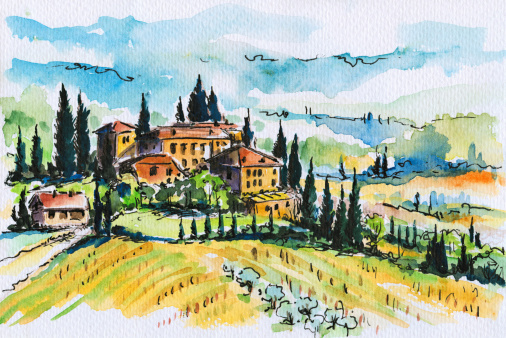 Landscape Italy Clip Art, Vector Images & Illustrations.