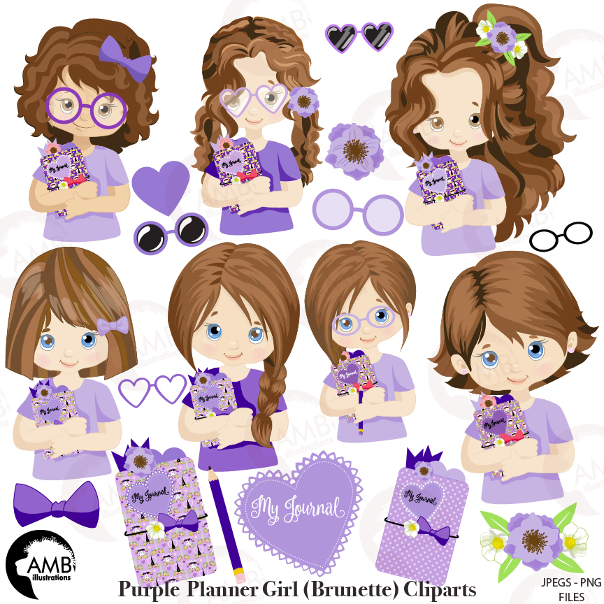 Planner girl clipart, Planner clipart, Journaling clipart, Journal girl  clipart, AMB.