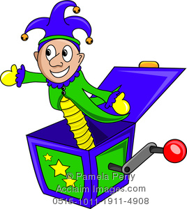 Clip Art Illustration of a Jack in the Box Toy.