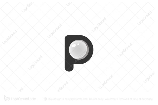 Exclusive Logo 191352, P Letter Pearl Jewel Logo.