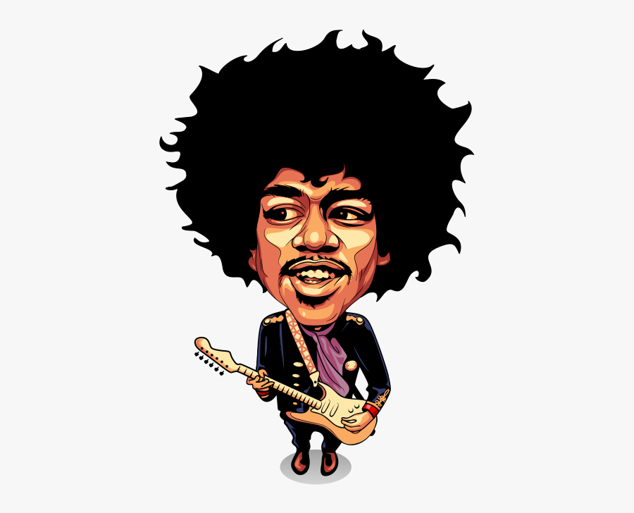 Jimi Hendrix Caricature Cartoon Drawing.