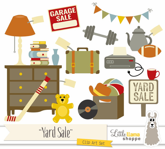 Yard Sale Clipart Garage Sale Clip Art by LittleLlamaShoppe.