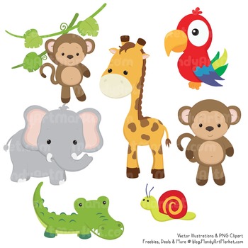 Wild Friends Cute Jungle Animals Clipart & Vectors.