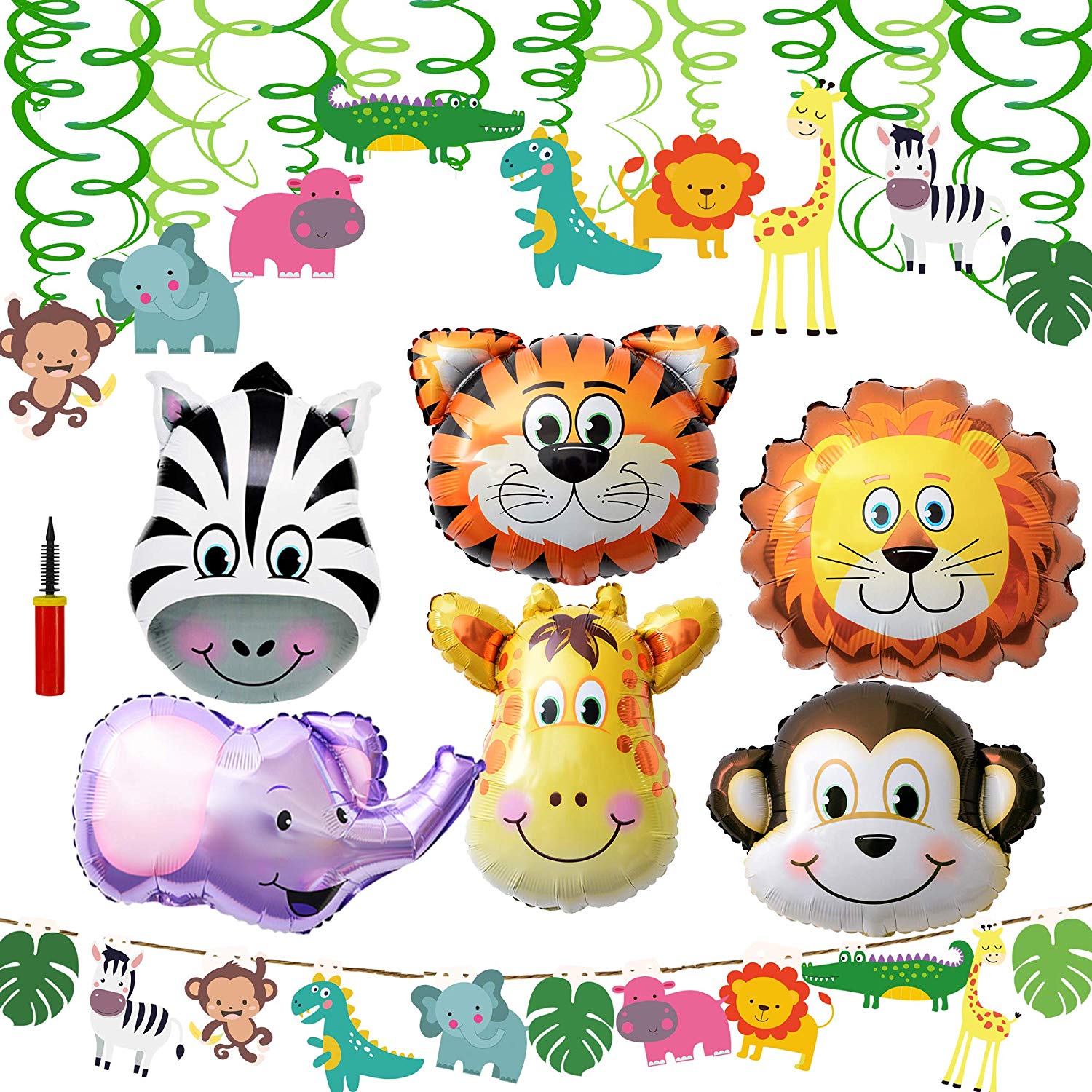 Supla VBS Safari Jungle Animals Hanging Decorations Green Safari Party  Forest Animal Theme Supplies for Baby Shower Kids 1st Birthday Nursery  School.