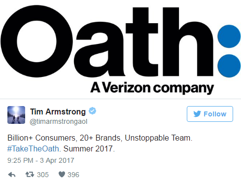 AOL + Yahoo = Oath. Seriously.