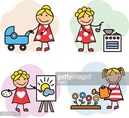 Cartoon woman hobby Clipart Image.