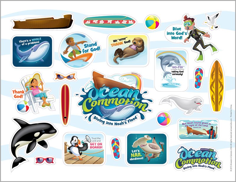 Ocean Commotion VBS: Logo &, Clip Art Sticker Sheet.