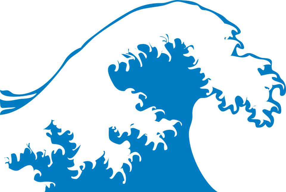 Free vector graphic: Wave, Big, Foam, Ocean, Power, Blue.