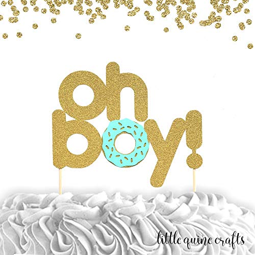 Amazon.com: 1 pc oh boy! gold glitter mint cake topper donut.