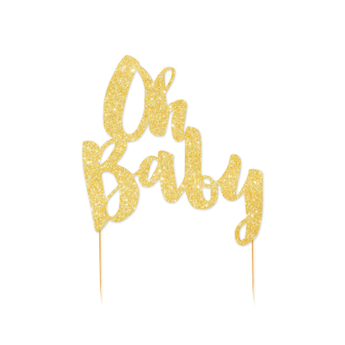 Gold Glitter Cake Topper Oh Baby.