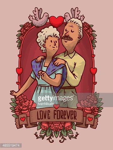 Frame Happy old couple, dancing Clipart Image.